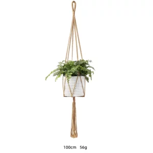 Linen Macrame Hanging Pot