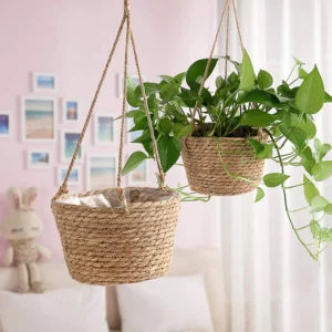 Wicker Rattan Basket Wall Hanging Planter