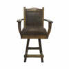 Barnwood Swivel Bar Stool Leather Back & Seat with Arms - 24" or 30"