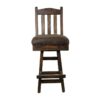 Barnwood Swivel Bar Stool Slat Back Upholstered Seat - 24" or 30"