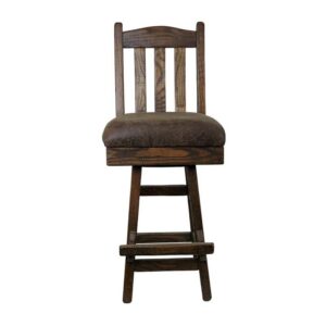 Barnwood Swivel Bar Stool Slat Back Upholstered Seat - 24" or 30"