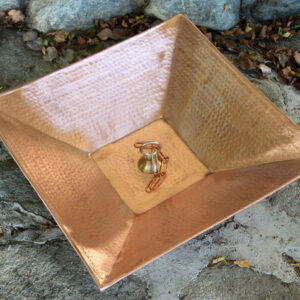 16" Square Hammered Copper Dish with Loop